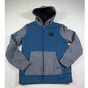 Zoo York Women Small Blue Gray Sherpa Lined Zip Front Hoodie Warm Fleece Jacket